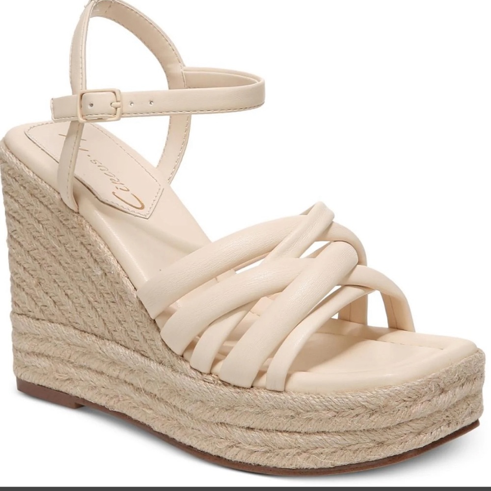 Cream Wedge Sandals